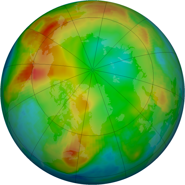 Arctic ozone map for 10 January 2001